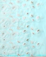 Women Organza Saree with Paisley Embroidered Border - Image 5